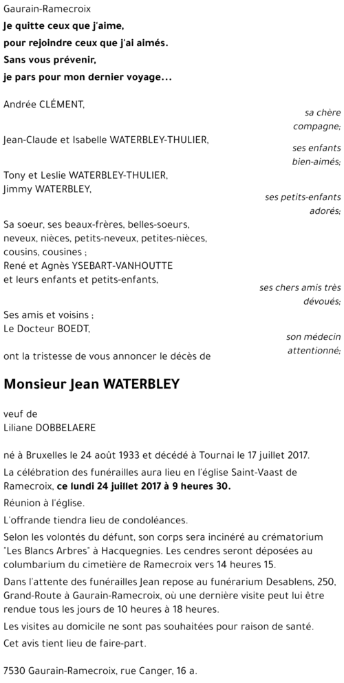 Jean WATERBLEY