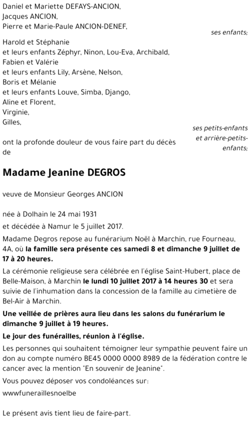 Jeanne DEGROS