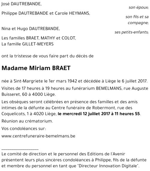 Miriam BRAET