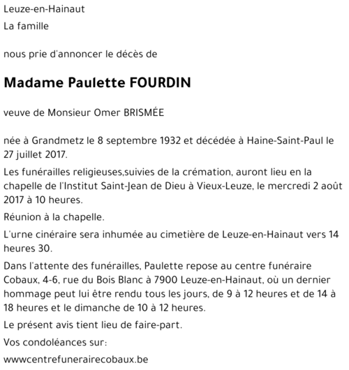 Paulette FOURDIN