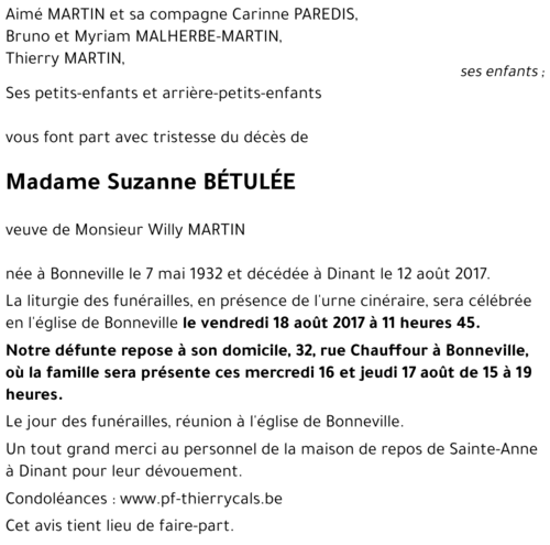 Suzanne BÉTULÉE