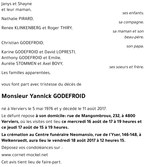 Yannick GODEFROID