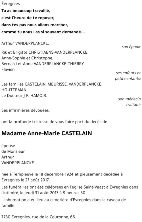 Anne-Marie CASTELAIN