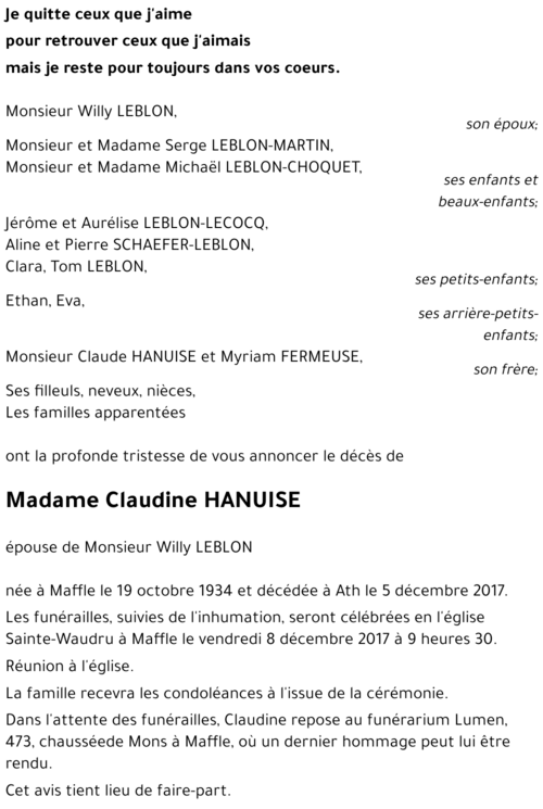 Claudine HANUISE