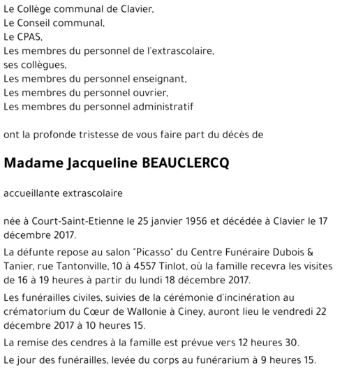 Jacqueline BEAUCLERCQ