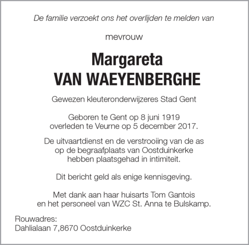 Margaretha Van Waeyenberghe