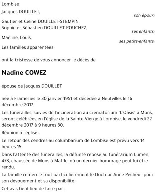 Nadine COWEZ