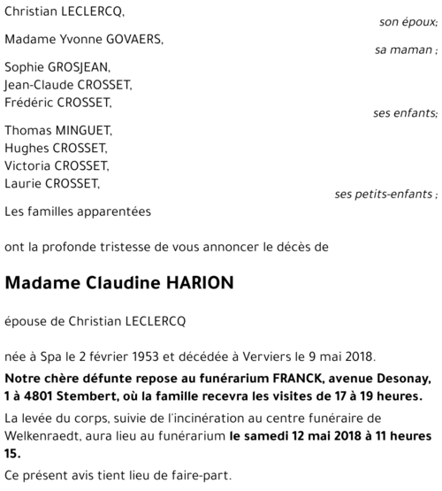 Claudine HARION