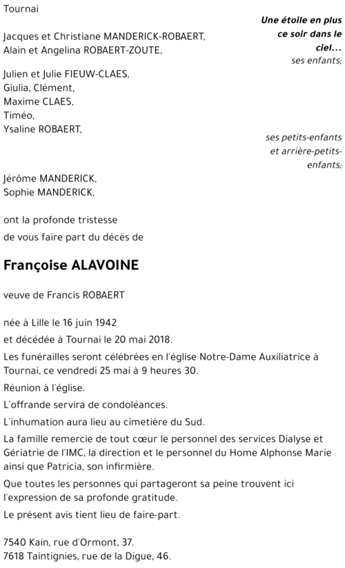 Françoise ALAVOINE
