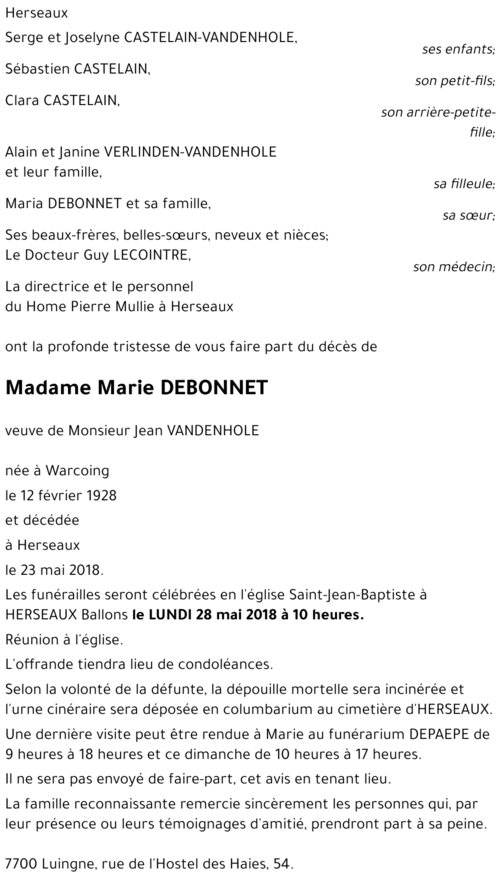 Marie DEBONNET