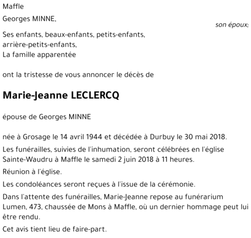 Marie-Jeanne LECLERCQ