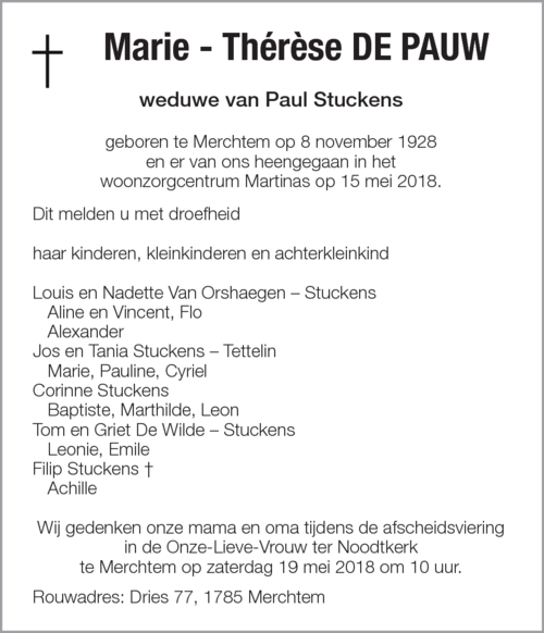 Marie - Thérèse De Pauw