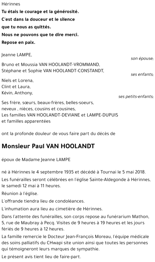 Paul VAN HOOLANDT