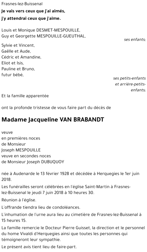 Jacqueline VAN BRABANDT