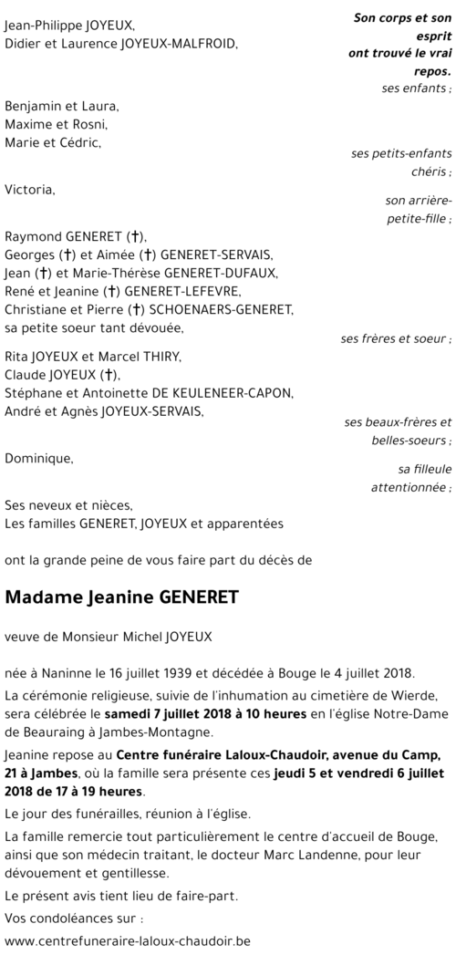 Jeanine GENERET