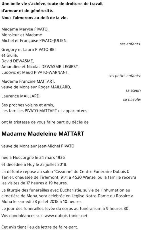 Madeleine MATTART
