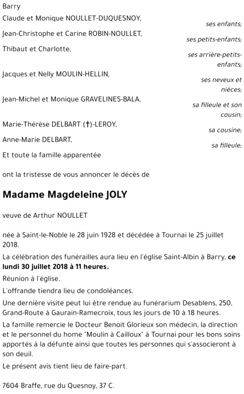 Magdeleine JOLY