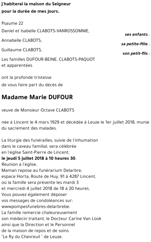 Marie DUFOUR