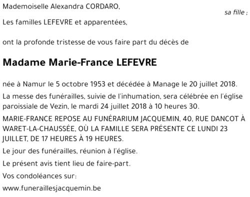 Marie-France LEFEVRE