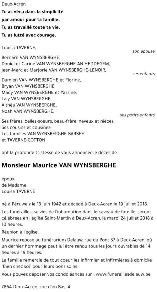 Maurice VAN WYNSBERGHE