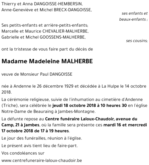 Madeleine MALHERBE