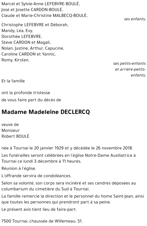 Madeleine DECLERCQ