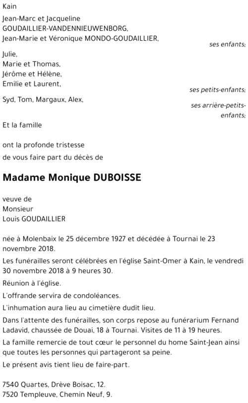 Monique DUBOISSE