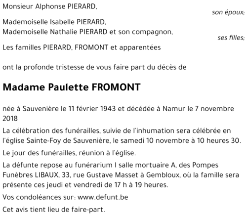 Paulette FROMONT