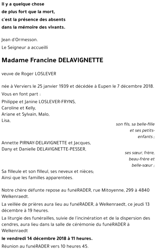 Francine DELAVIGNETTE