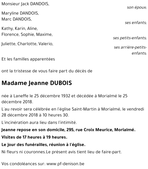 Jeanne DUBOIS