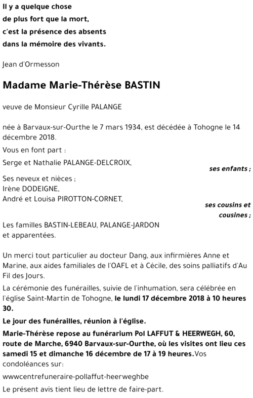 Marie-Thérèse BASTIN