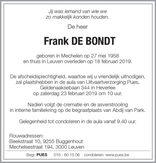 Frank De Bondt