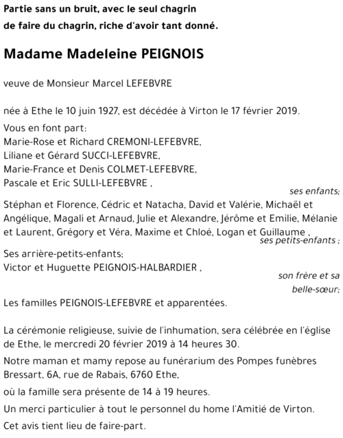 Madeleine PEIGNOIS 