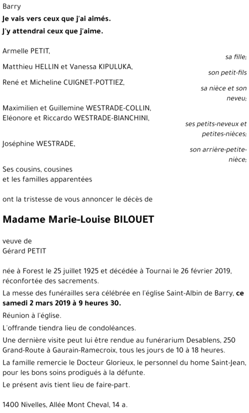 Marie-Louise BILOUET