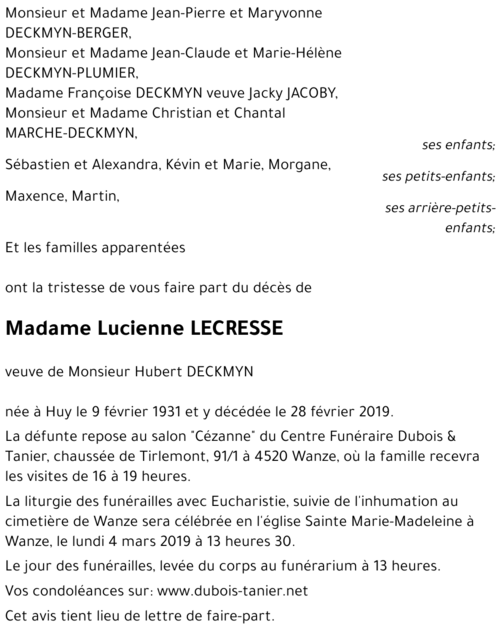 Lucienne LECRESSE