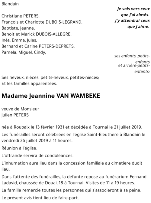 Jeannine VAN WAMBEKE