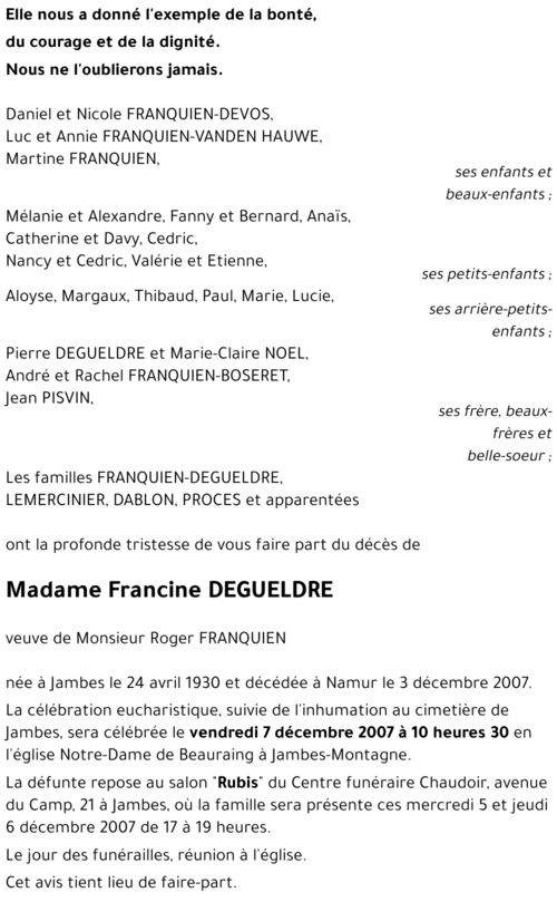 Francine DEGUELDRE