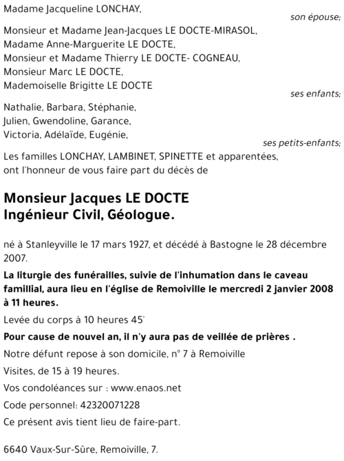 Jacques LE  DOCTE