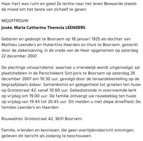 Josée, Maria Catharina Theresia Leenders