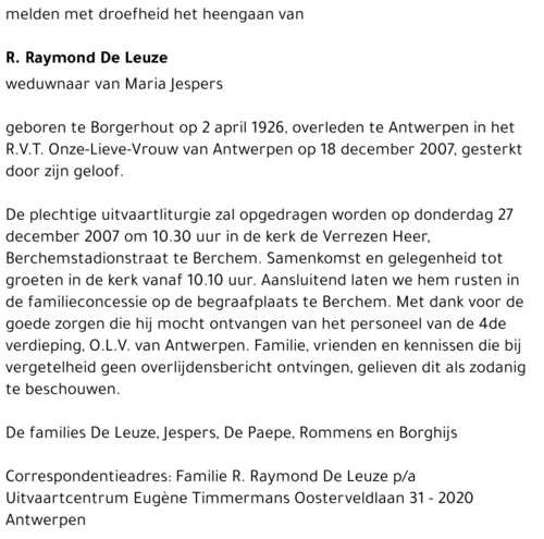R. Raymond De Leuze