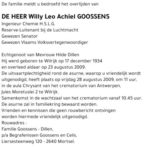 Willy Leo Achiel Goossens
