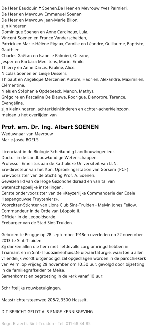 Prof. em. Dr. Ing. Albert Soenen