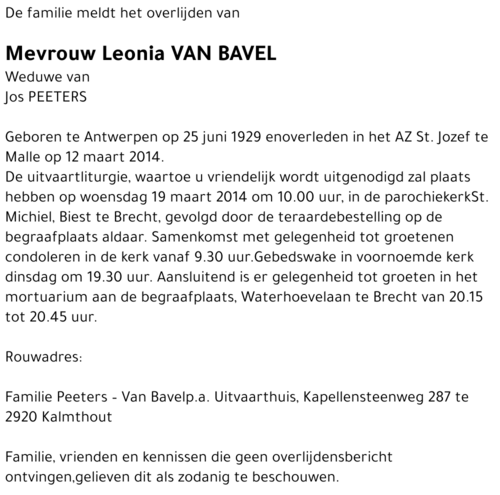 Leonia Van Bavel