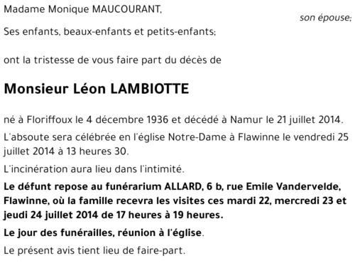 LAMBIOTTE Léon