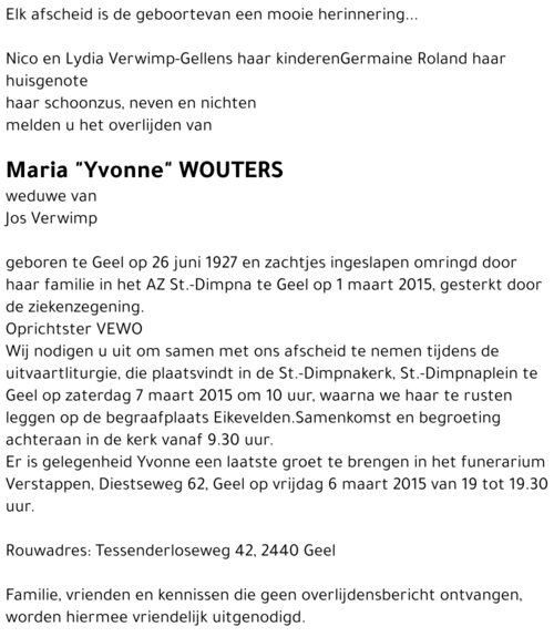 Maria Yvonne Wouters