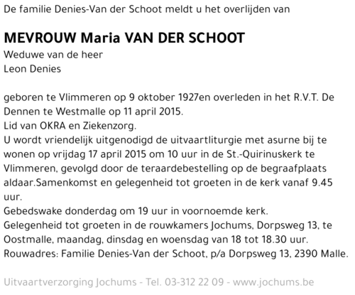 Maria Van der Schoot