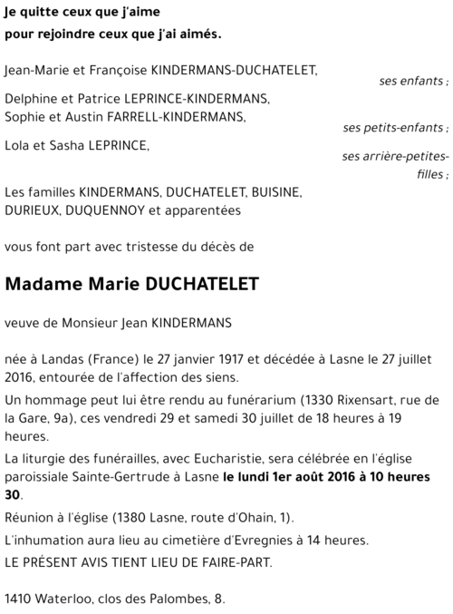 Marie DUCHATELET