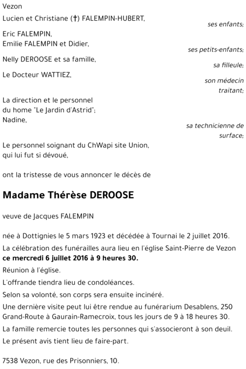 Thérèse DEROOSE