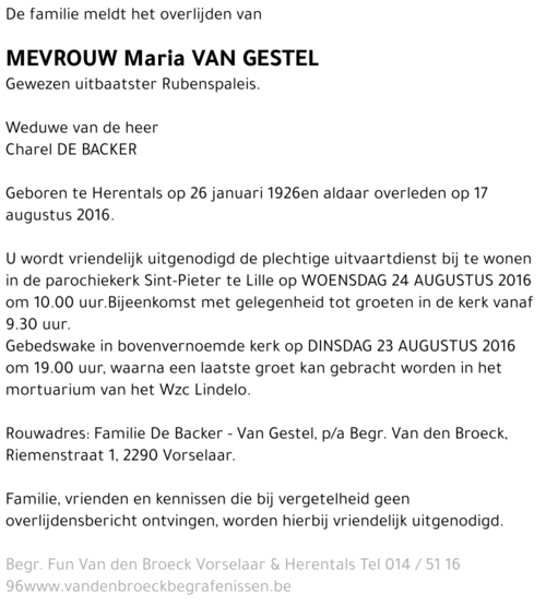 Maria Van Gestel