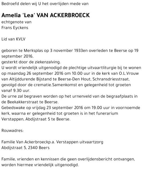Amelia Van Ackerbroeck